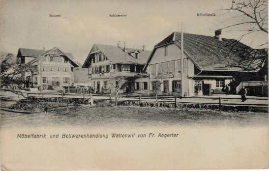 <p>Möbelfabrik und Bettwarenhandlung Wattenwil Fr. Aegerter , Schlosserei , Malerei , Karte Top Zustand</p>